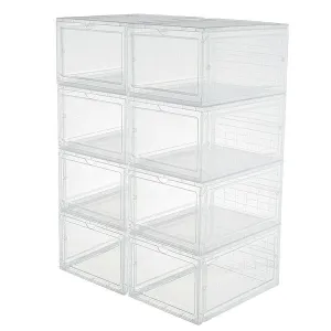 Transparent Plastic Stackable Storage Boxes For Shoes Or Other Items-8 Pack