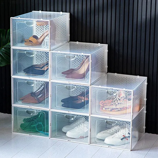 Transparent Plastic Stackable Storage Boxes For Shoes Or Other Items-8 Pack