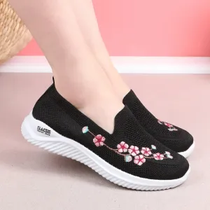 Women Sneakers Mesh Breathable Floral Comfort Mother Shoes Soft Solid Color Fashion Female Footwear Lightweight Zapatos De Mujer