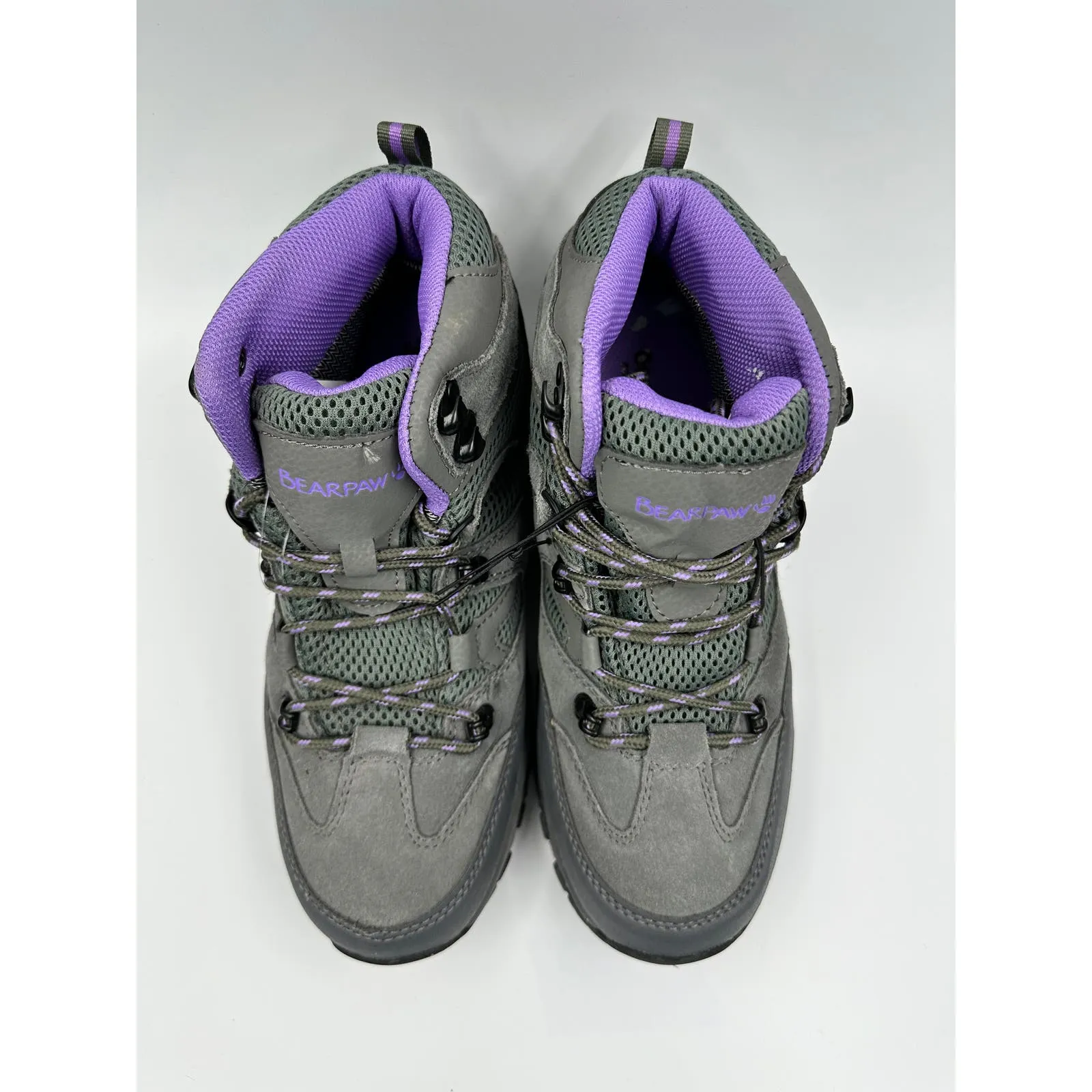 Women's Size 9, Gray High Top Hikers with Purple Accents and Rugged Tread