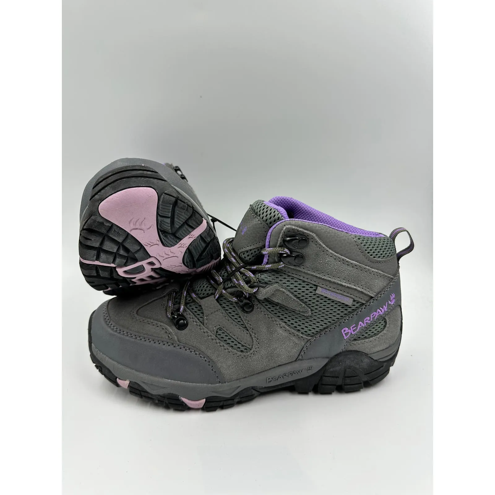 Women's Size 9, Gray High Top Hikers with Purple Accents and Rugged Tread