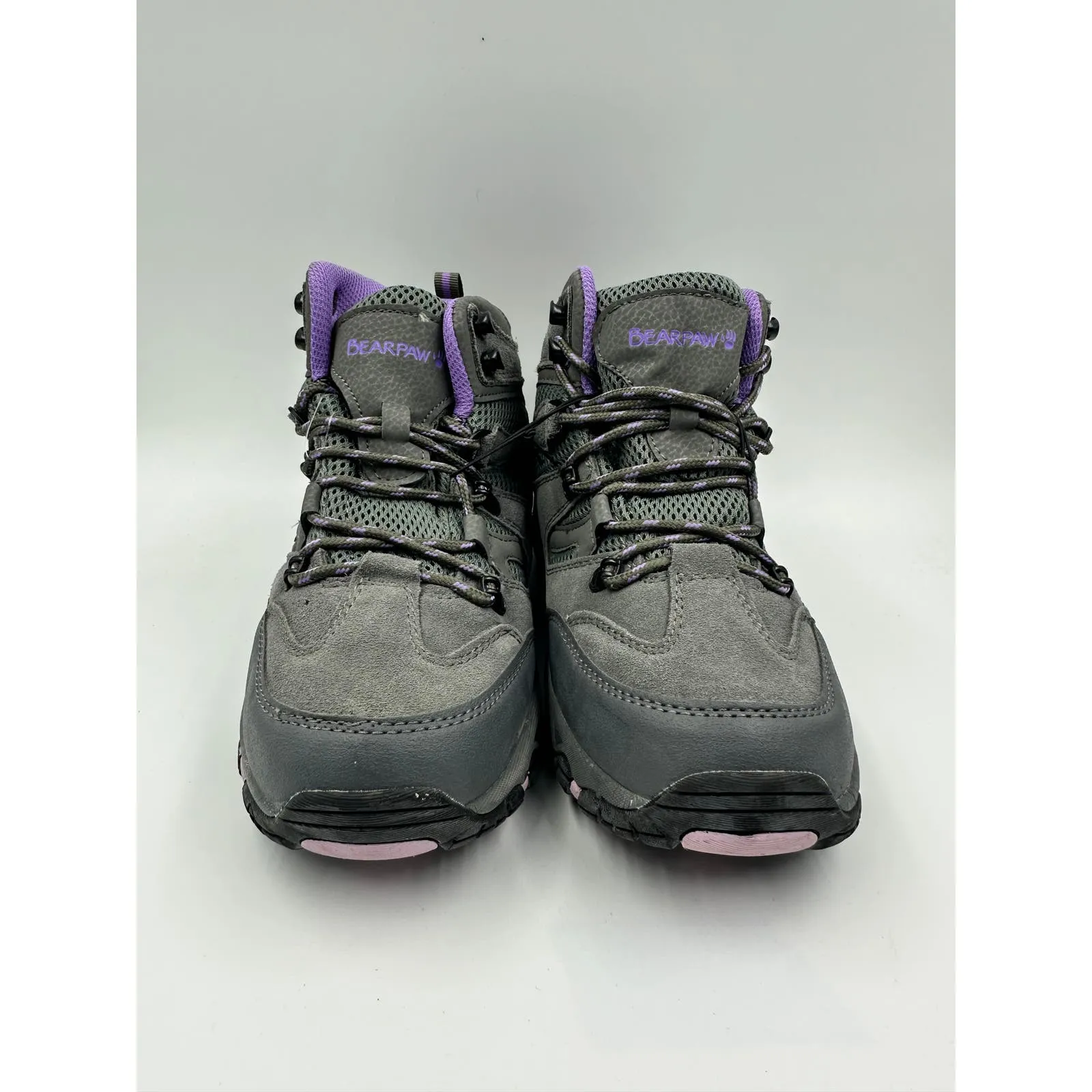 Women's Size 9, Gray High Top Hikers with Purple Accents and Rugged Tread