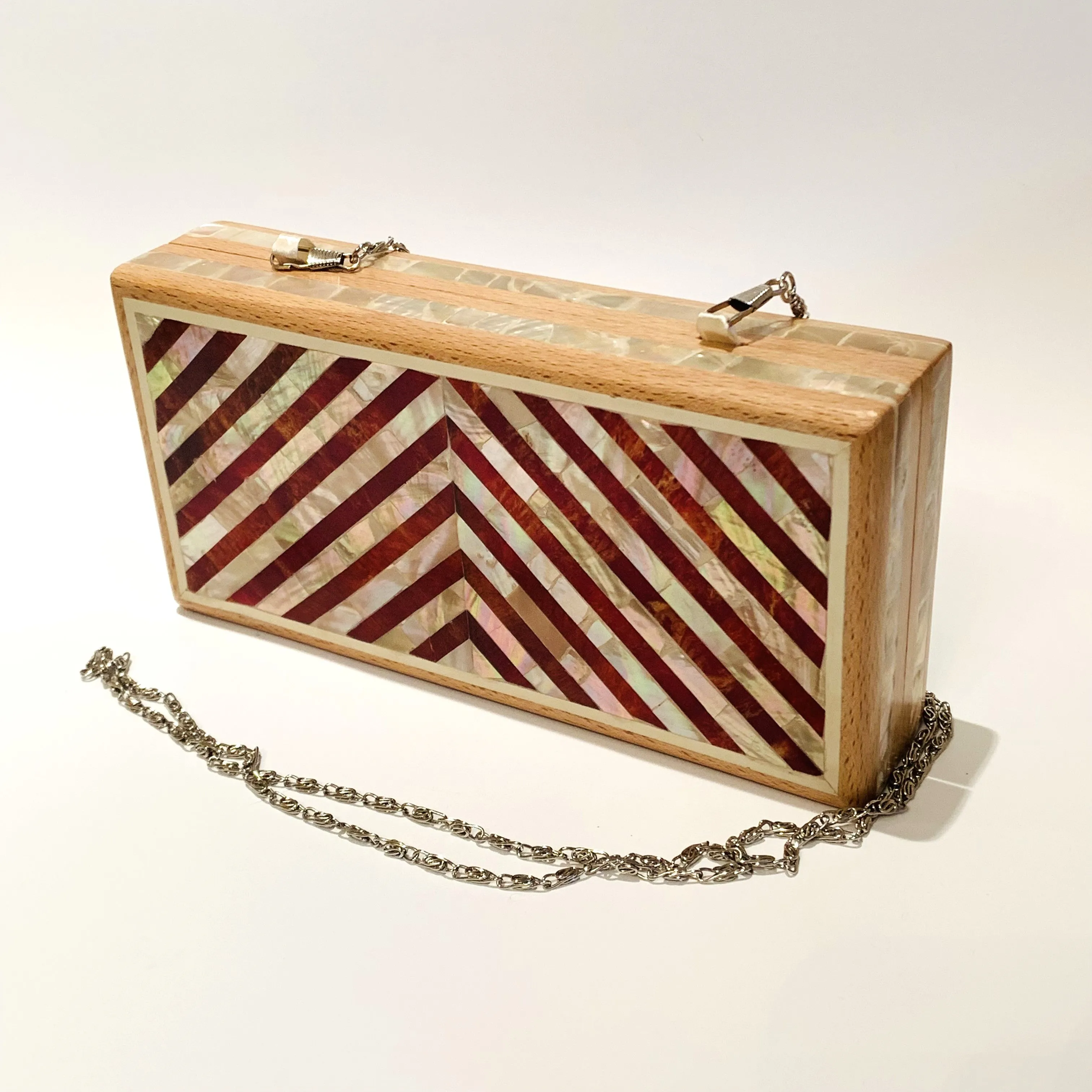 Wood Clutch with Mother of Pearl